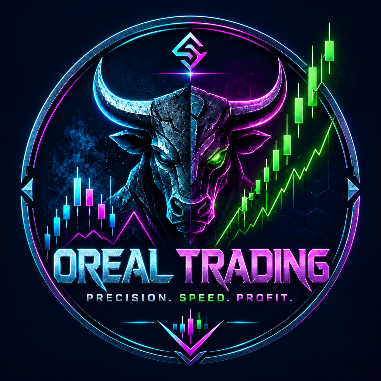 OREAL TRADING — bull and neon candlesticks